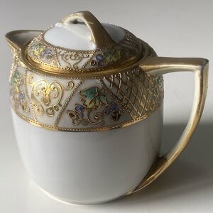 Antique Hand Painted Gilded Nippon Bone China Creamer